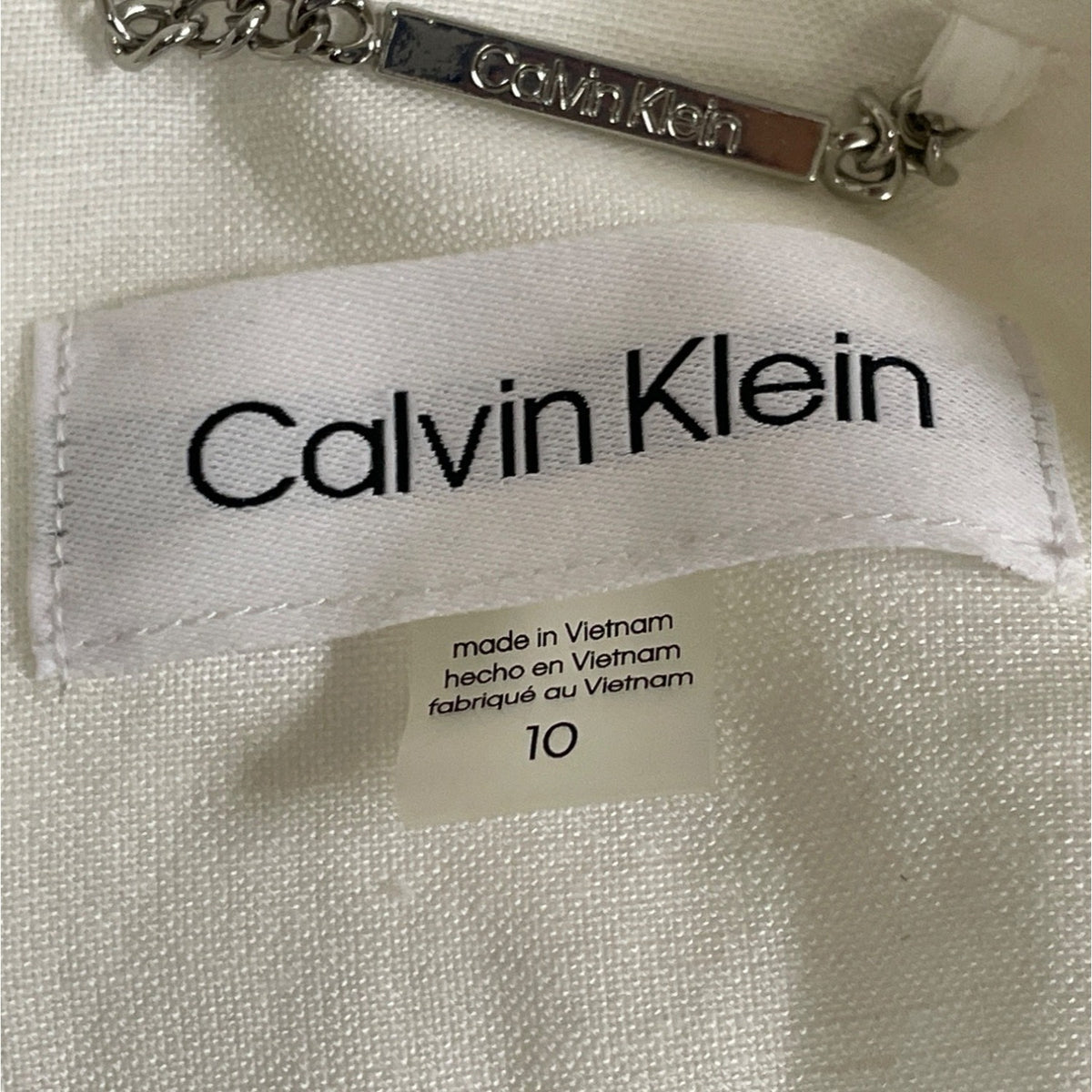 Calvin Klein Womens White Linen No Closure Suit Blazer Jacket Sz 10 - New