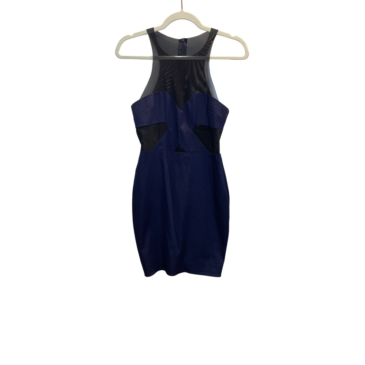 Bec & Bridge Womens Cutout Navy Blue & Black Mesh Mini Bodycon Dress Sz 4