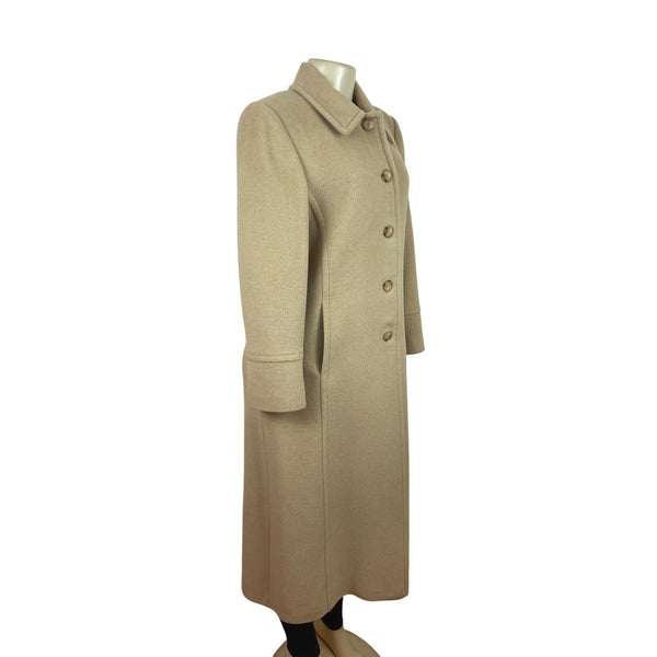 Larry Levine Womens Camel Hair Long Button-Up Coat with Full Lining Size 8P