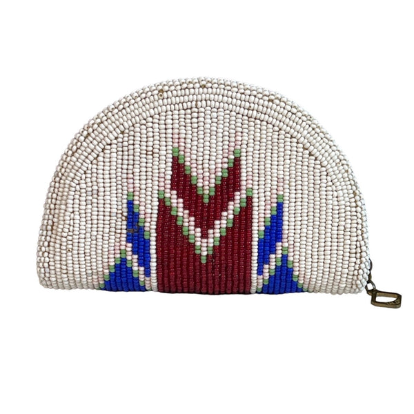 Handcrafted Women's White Native American Art Design Beaded Coin Purse