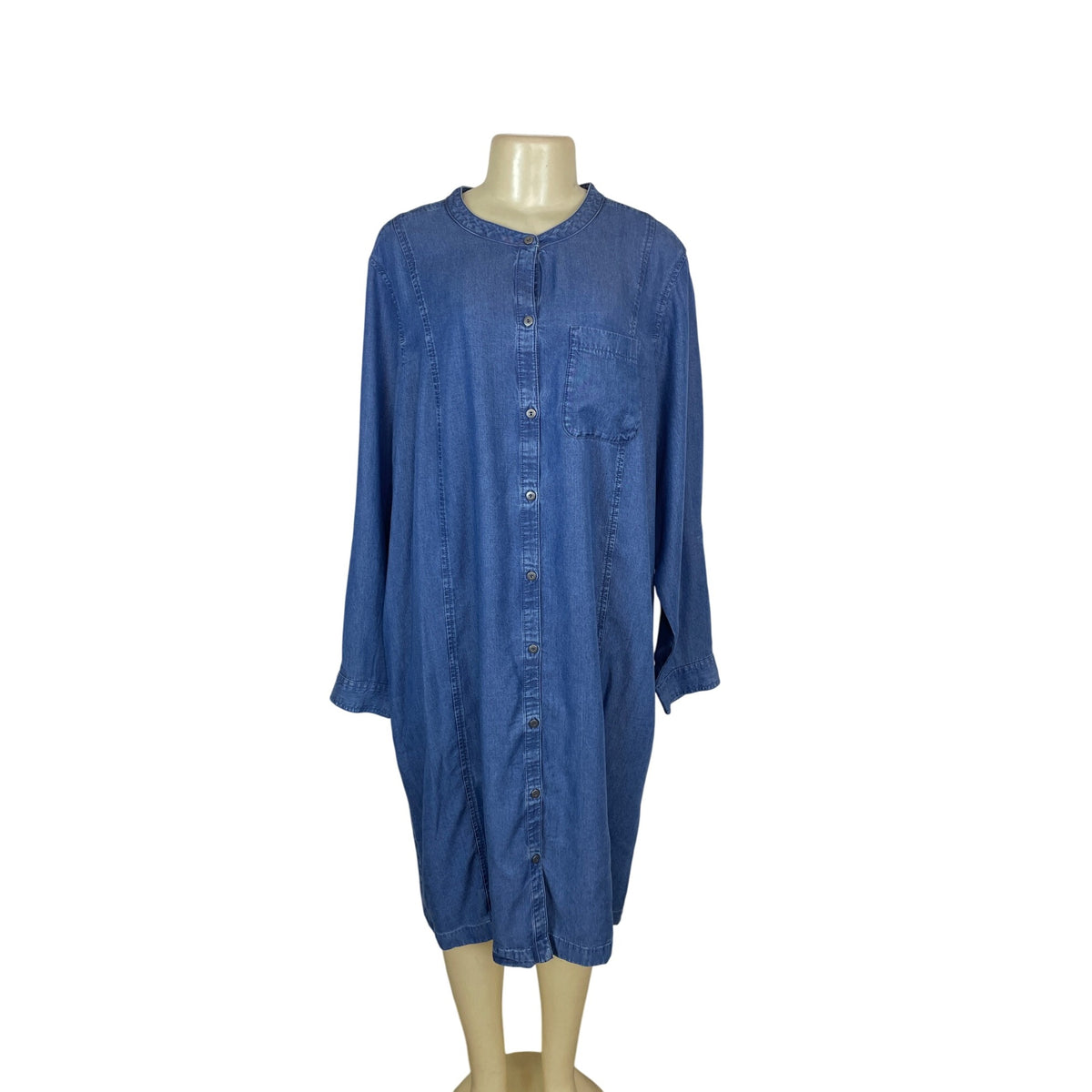 J. Jill Denim Button-Up Long Sleeve Dress With Pocket Womens Sz 2X-NEW