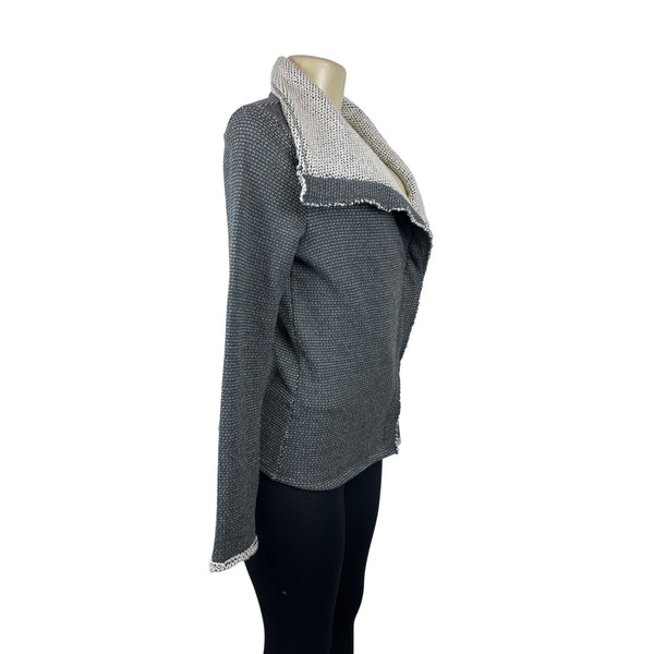 Lilla P Women's Grey Long Sleeve Knitted  Overlap Zip Jacket  Sz XS