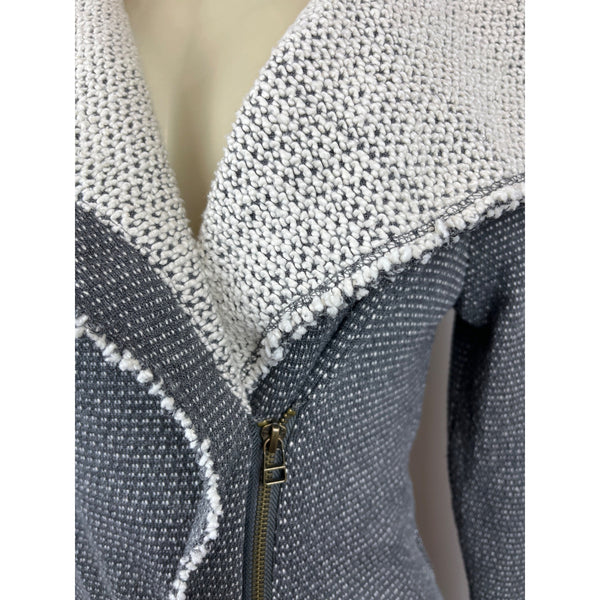 Lilla P Women's Grey Long Sleeve Knitted  Overlap Zip Jacket  Sz XS