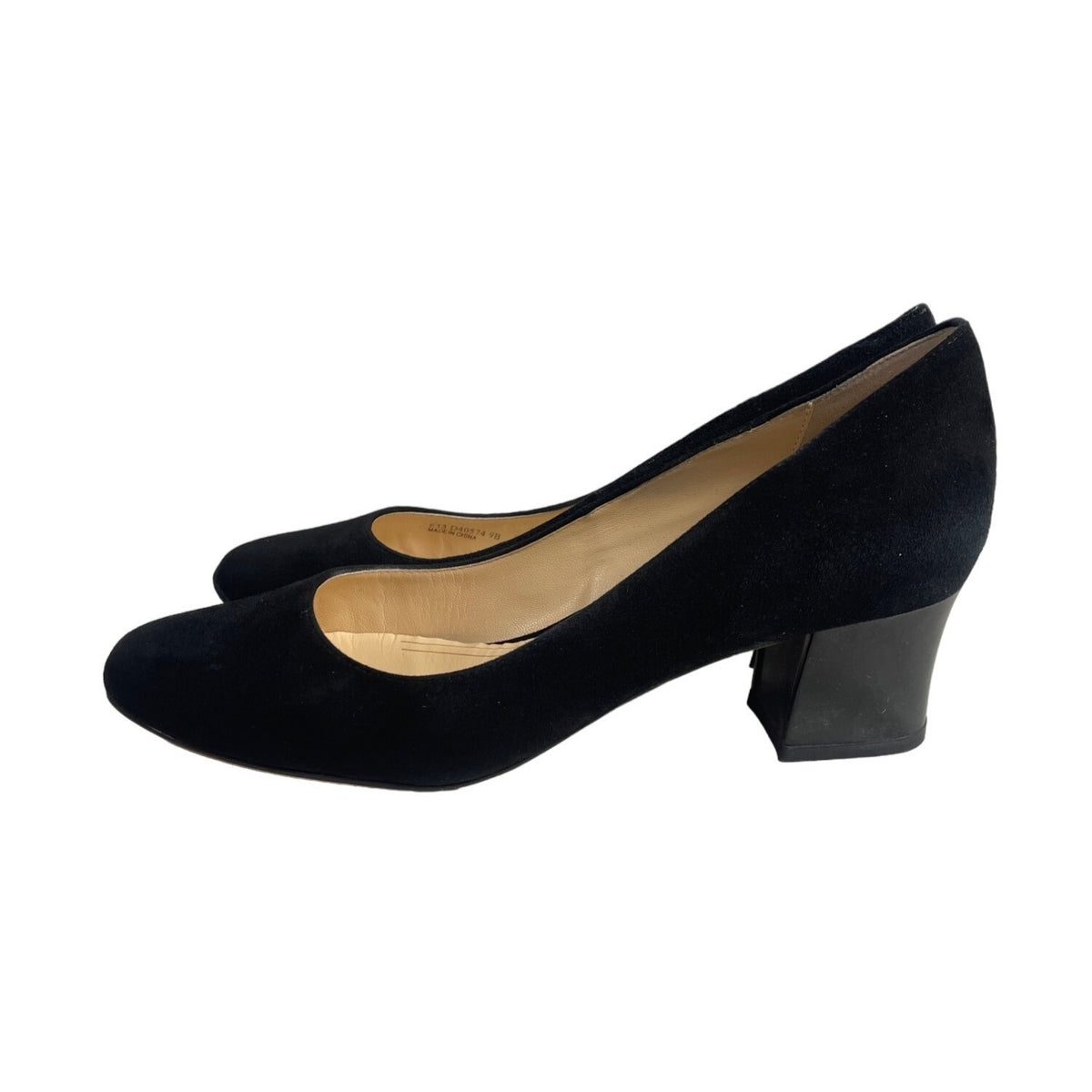 Cole Haan Women's Black Suede Low Blocked Heel Sz 9B