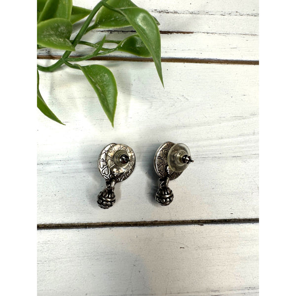 Vintage Silver Tone Heart Design Earrings