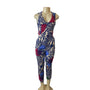 Can Tao Multicolor Sleeveless Sz XS/S Button-Up on Back Waist Tie Women Jumpsuit