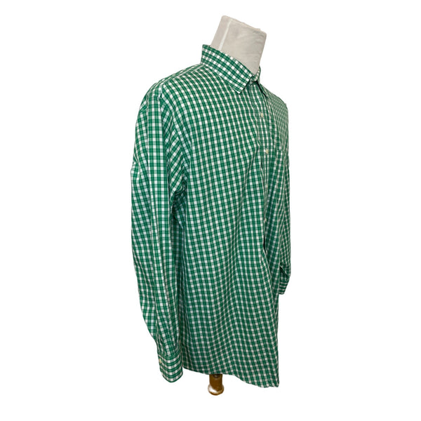 Brooks Brother Men's Green and White Long Sleeve Button Up Grid Style Shirt Sz 18-4/5