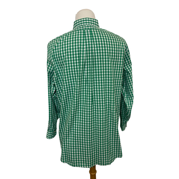 Brooks Brother Men's Green and White Long Sleeve Button Up Grid Style Shirt Sz 18-4/5