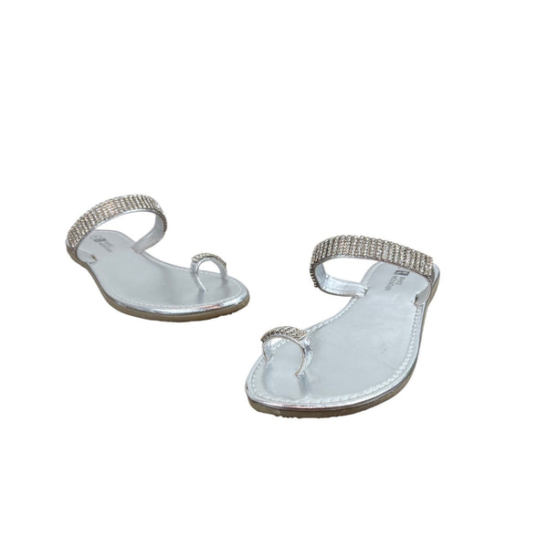 White Mountain Womens Silver Rhinestone Presto Sandals Size 7M - New