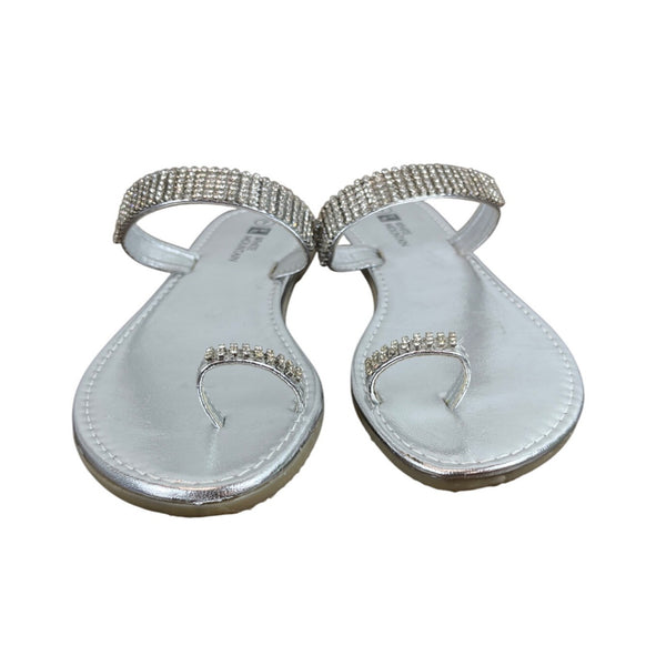 White Mountain Womens Silver Rhinestone Presto Sandals Size 7M - New