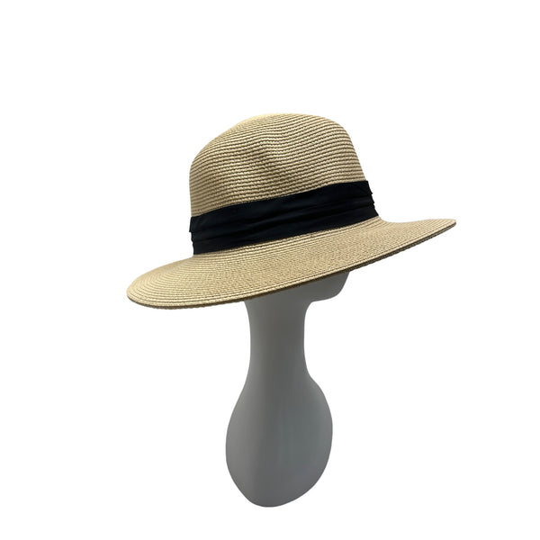 Furtalk Womens Wide Brim Straw Sun Hat With Black Ribbon Band