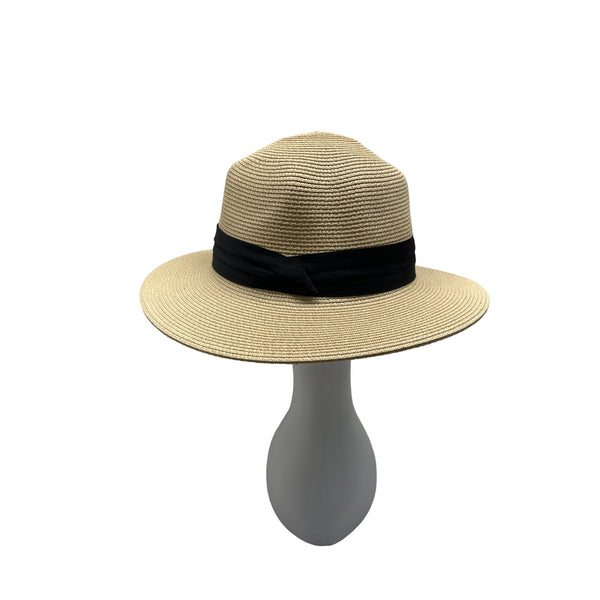 Furtalk Womens Wide Brim Straw Sun Hat With Black Ribbon Band