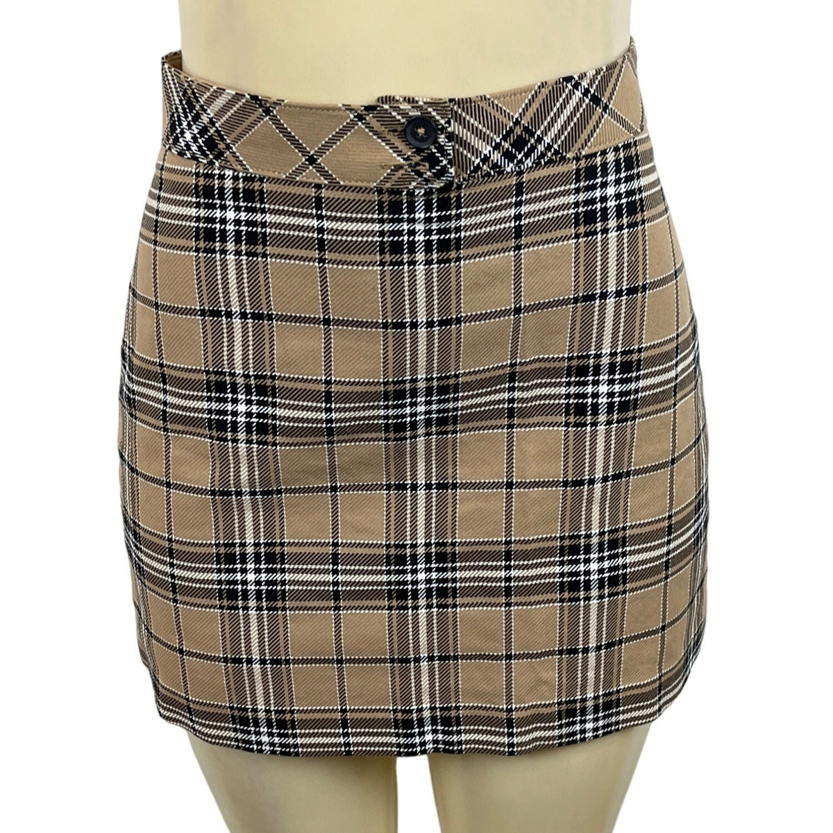 Express Women's Tan Plaid Tube Skirt Sz 6