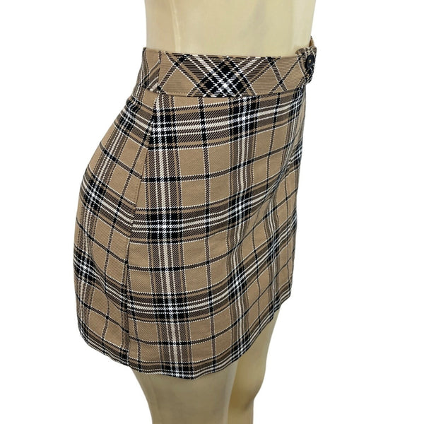 Express Women's Tan Plaid Tube Skirt Sz 6