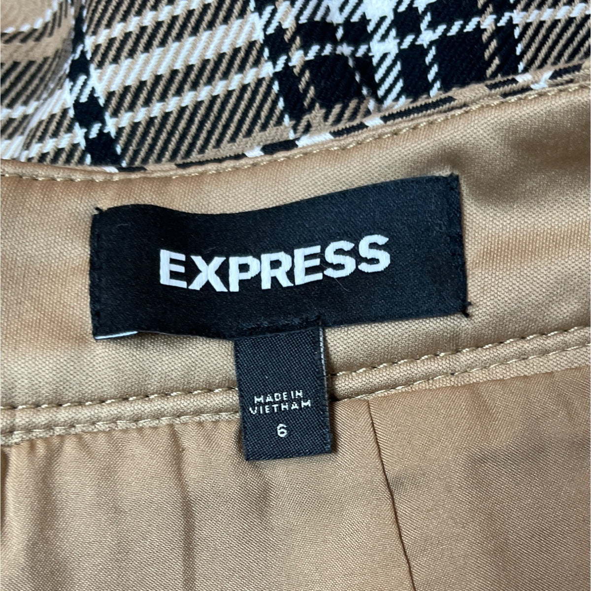 Express Women's Tan Plaid Tube Skirt Sz 6