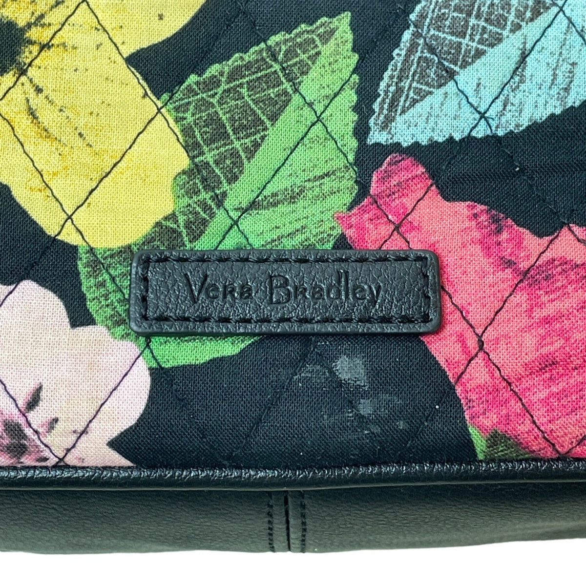 Vera Bradley Women's Black Flowered Canvas Crossbody Bag Sz M