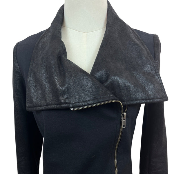 SW3 Bespoke Womens Black Jacket With Decentered Zipper Sz P