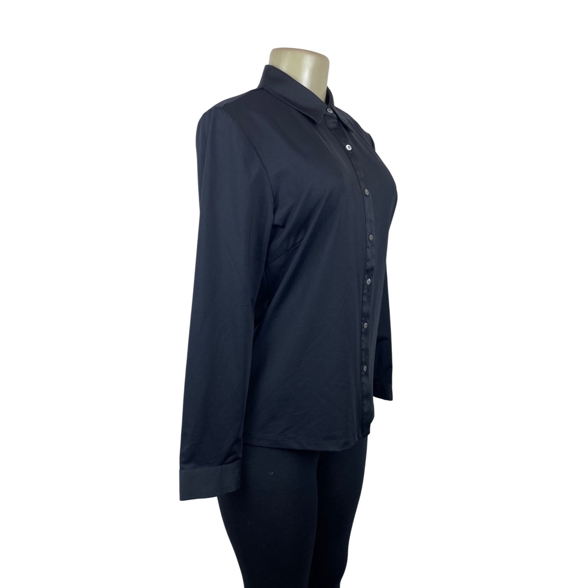 J.McLaughlin Womens Black Solid Long Sleeve Button-Up Shirt M