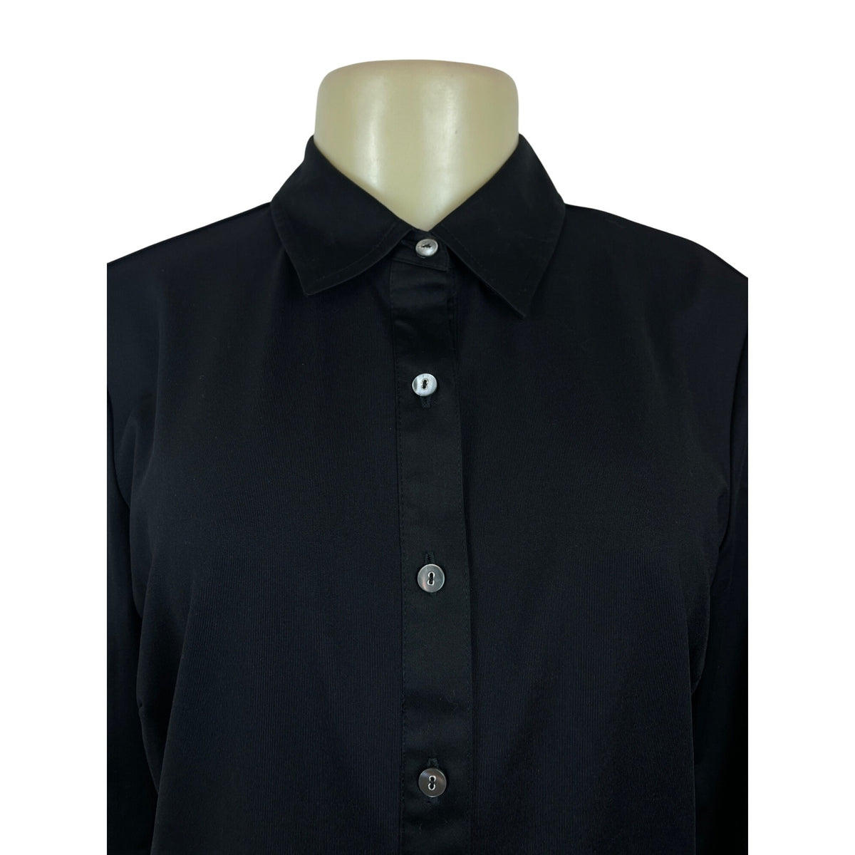 J.McLaughlin Womens Black Solid Long Sleeve Button-Up Shirt M