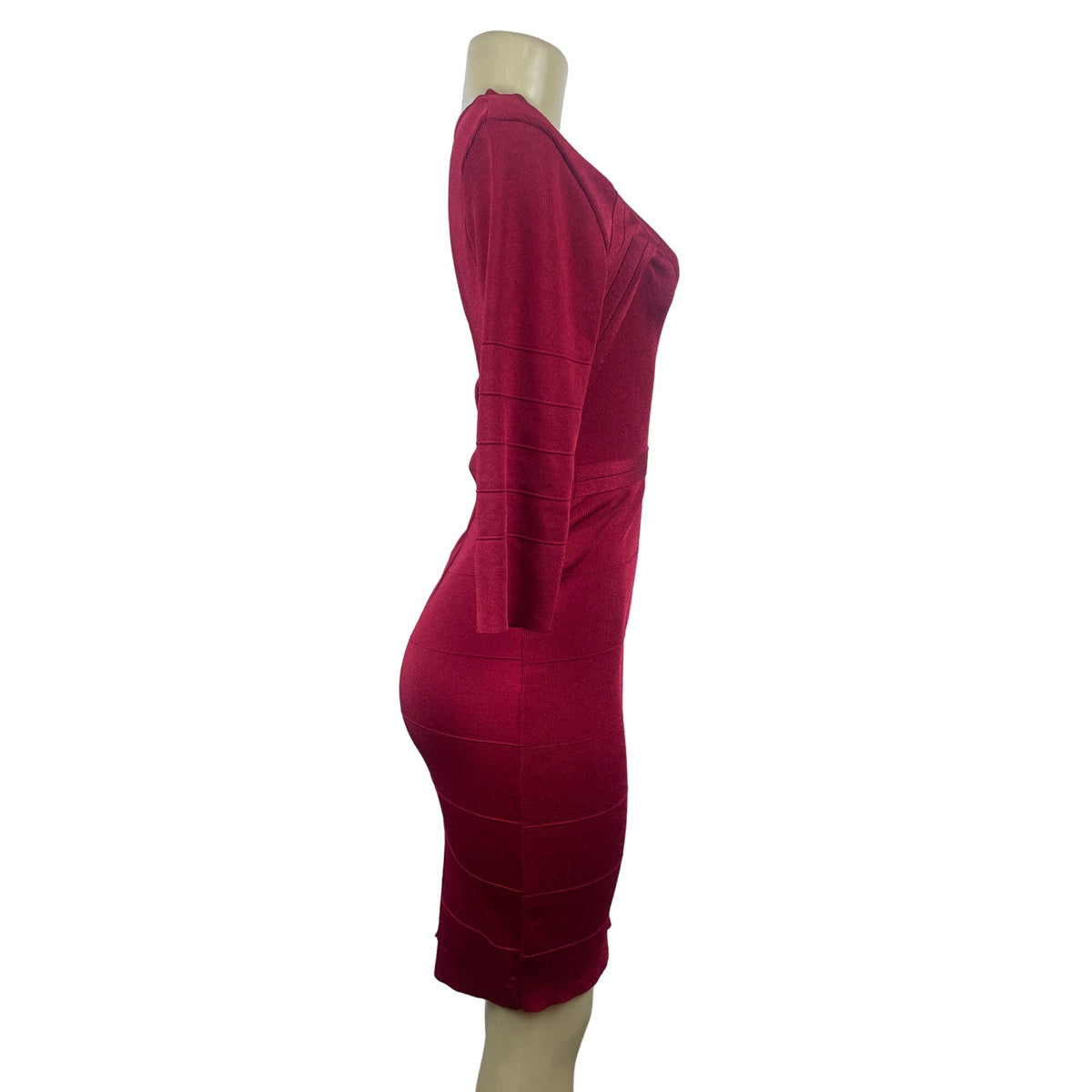 Kardashian Kollection Women’s Longsleeve V Collar Bodycon Red Dress Sz M - NWT