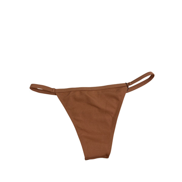 Zaful Womens Brown Ribbed Bikini Bottom Mid-Waist Size 8