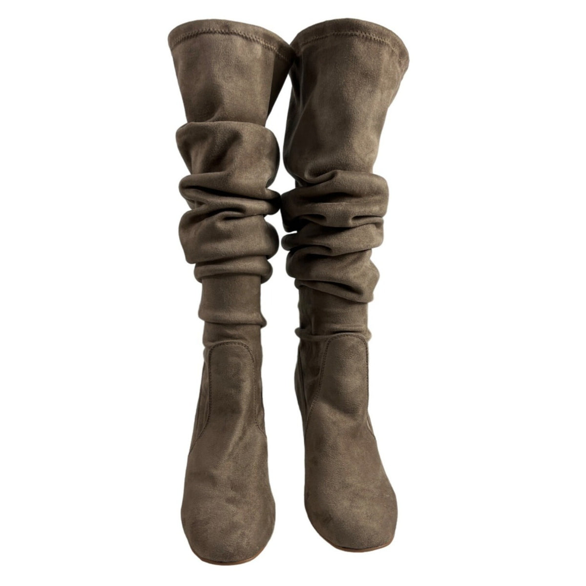 Chinese Laundry Women's Khaki Suede Knee High Slouchy Heeled Boots Sz 10 - NWOB