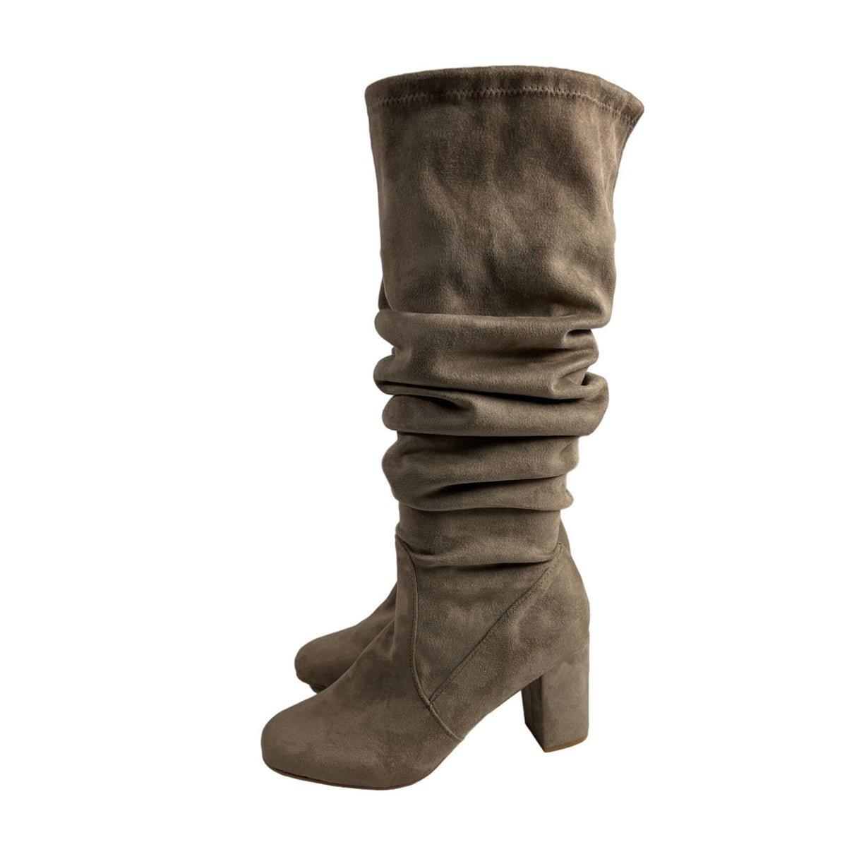 Chinese Laundry Women's Khaki Suede Knee High Slouchy Heeled Boots Sz 10 - NWOB