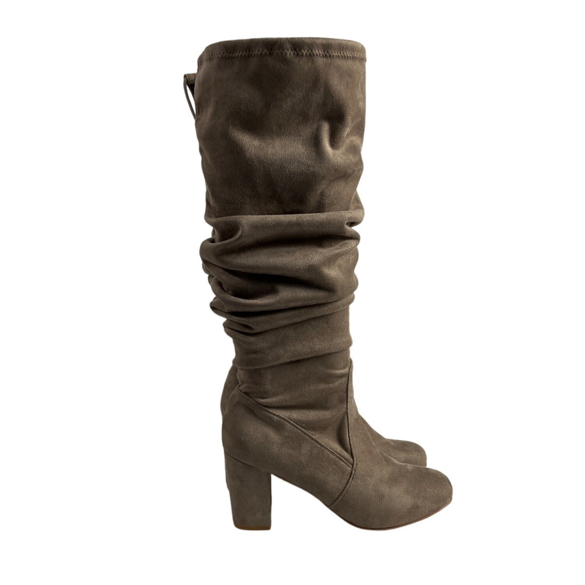 Chinese Laundry Women's Khaki Suede Knee High Slouchy Heeled Boots Sz 10 - NWOB