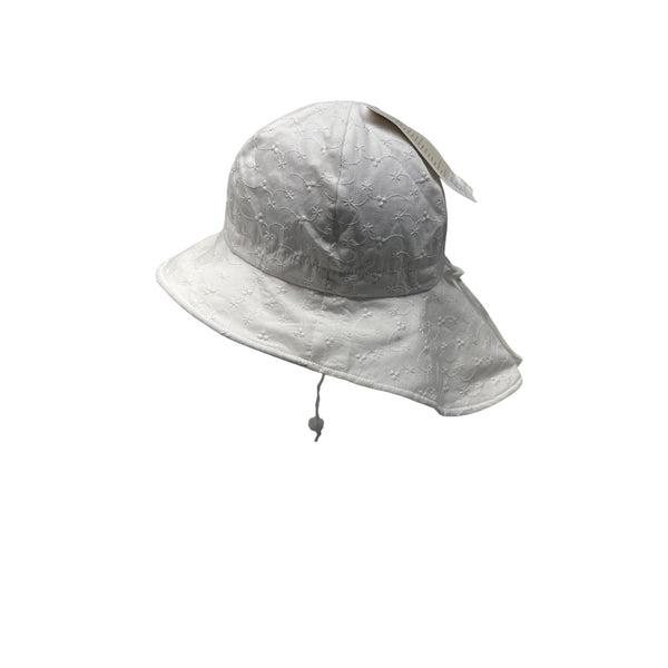 Ami & li White Floppy Brim Embroidered Bucket Hat With Chin Strap Size M