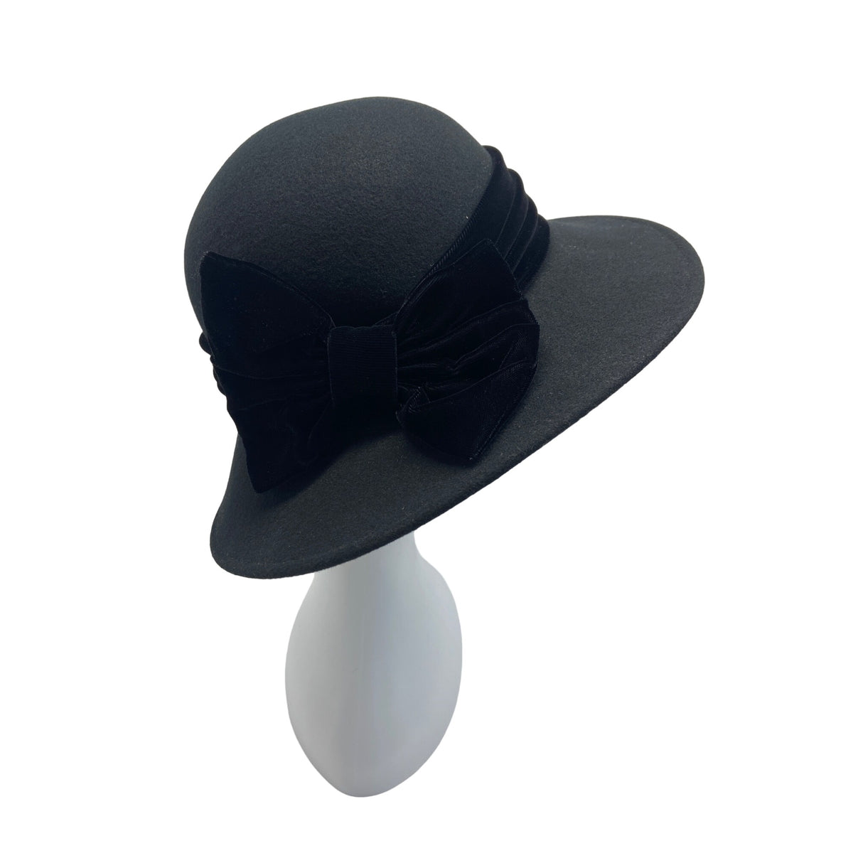 Scala Collection Womens Black Wool Felt Hat With Velvet Bow Accent