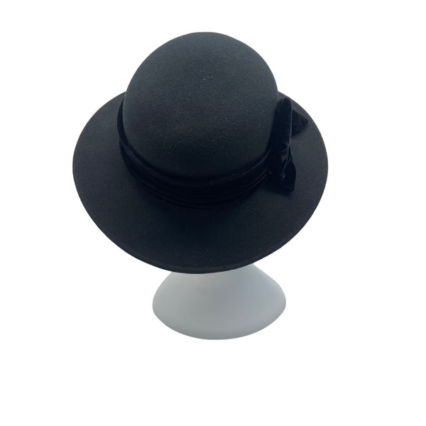 Scala Collection Womens Black Wool Felt Hat With Velvet Bow Accent