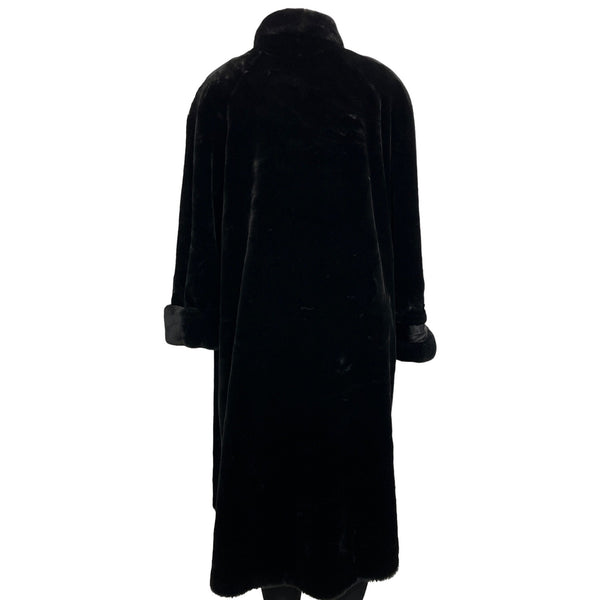 London Fog Faux Fur Black Long  Winter Coat