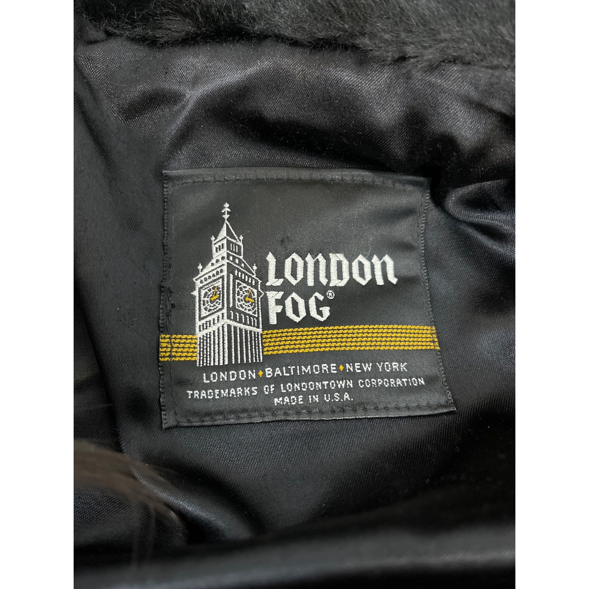 London Fog Faux Fur Black Long  Winter Coat