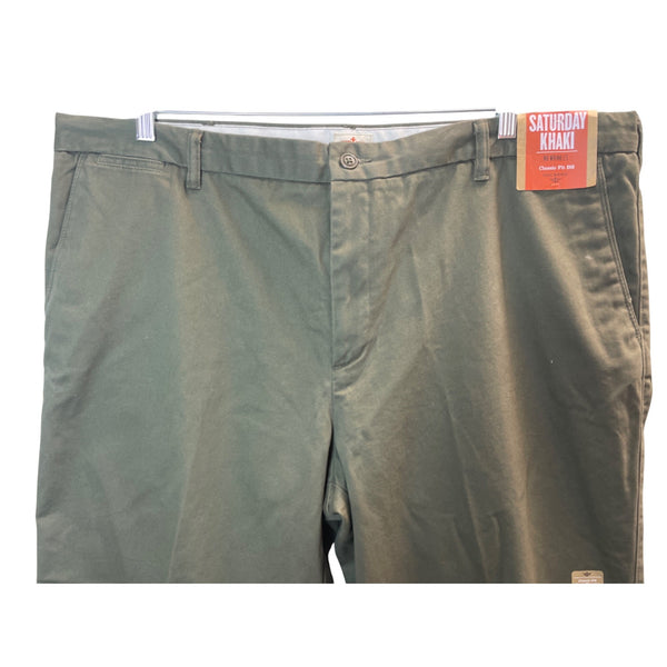 Dockers Mens Saturday Khaki Classic Fit Pants Olive Green W44 L30 - New