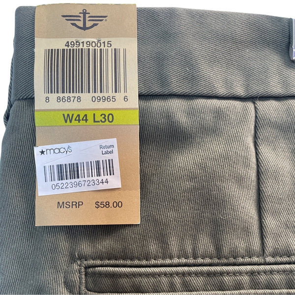 Dockers Mens Saturday Khaki Classic Fit Pants Olive Green W44 L30 - New