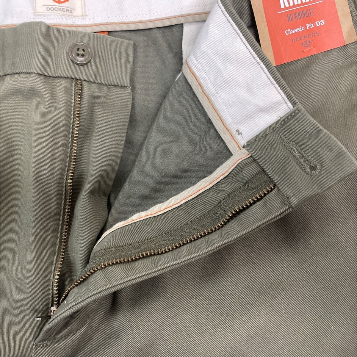 Dockers Mens Saturday Khaki Classic Fit Pants Olive Green W44 L30 - New