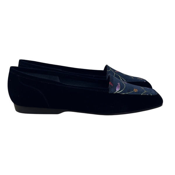 Enzo Angiolini Women’s Black Velvet Embroidered Slip on Liberty Loafers 8.5M-New