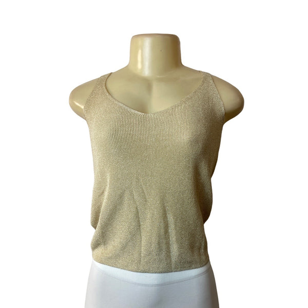 MNG Women's Gold Metallic Tank Top Sz S - NWT