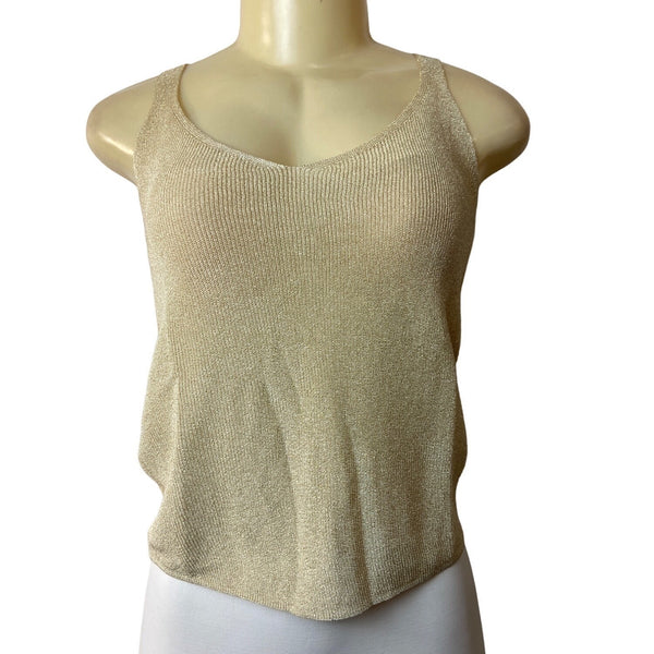 MNG Women's Gold Metallic Tank Top Sz S - NWT