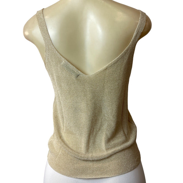 MNG Women's Gold Metallic Tank Top Sz S - NWT