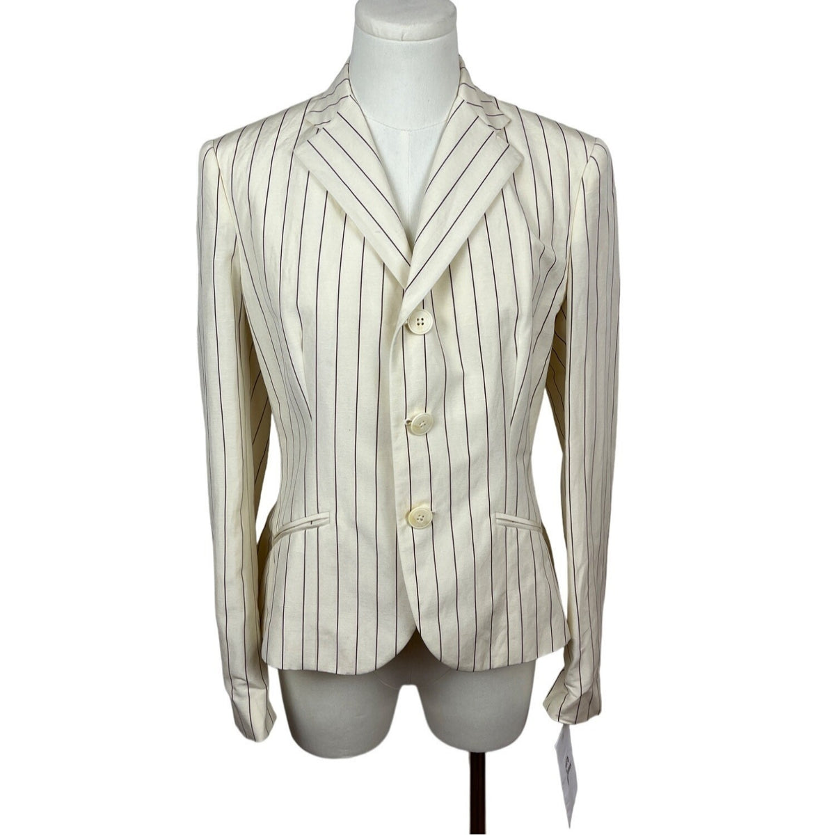 Ralph Lauren Striped Cream Silk Blazer Vest 2pc Set Sz 8 (EUR 38) - NWT