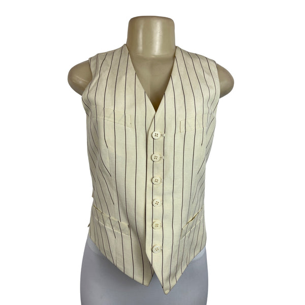 Ralph Lauren Striped Cream Silk Blazer Vest 2pc Set Sz 8 (EUR 38) - NWT