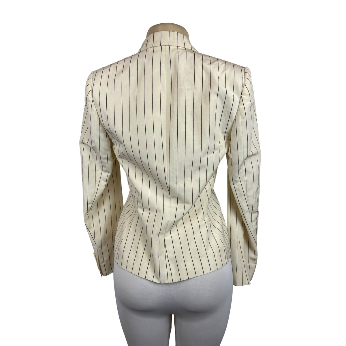 Ralph Lauren Striped Cream Silk Blazer Vest 2pc Set Sz 8 (EUR 38) - NWT