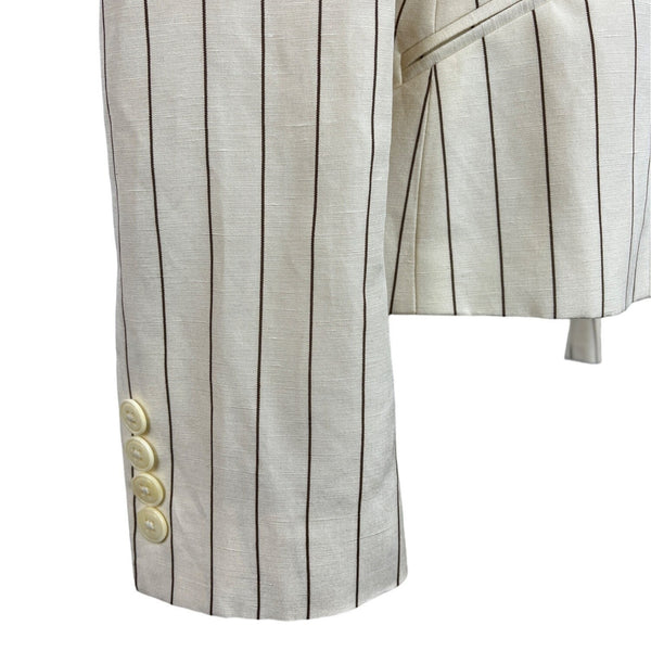 Ralph Lauren Striped Cream Silk Blazer Vest 2pc Set Sz 8 (EUR 38) - NWT