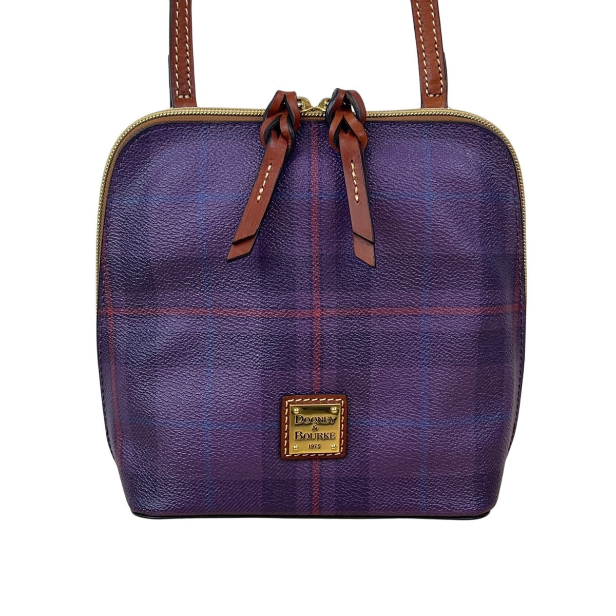 Dooney & Bourke Purple Plaid With Adjustable Strap Trixie Crossbody Bag Size M