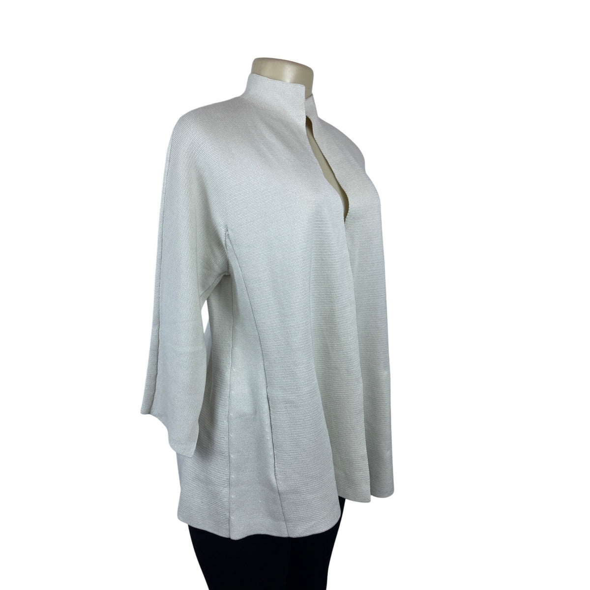 Eileen Fisher Womens Off-White Open Front Silk Blend Cardigan Jacket Sz S