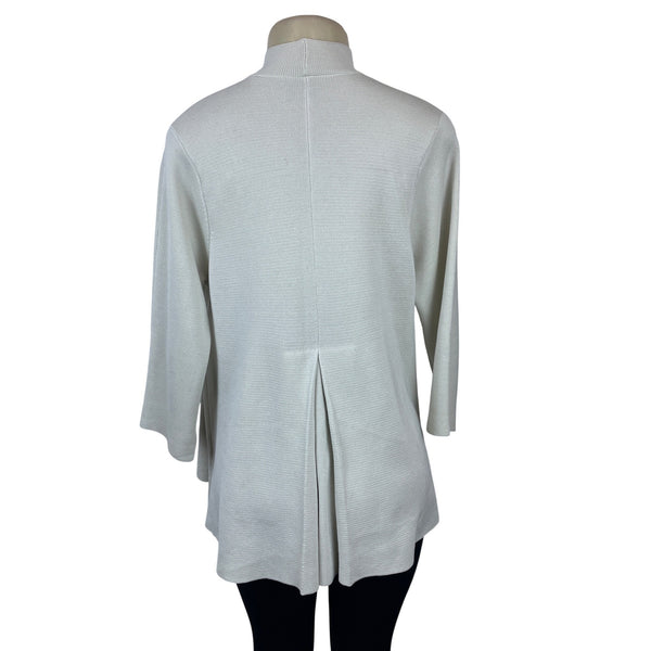 Eileen Fisher Womens Off-White Open Front Silk Blend Cardigan Jacket Sz S