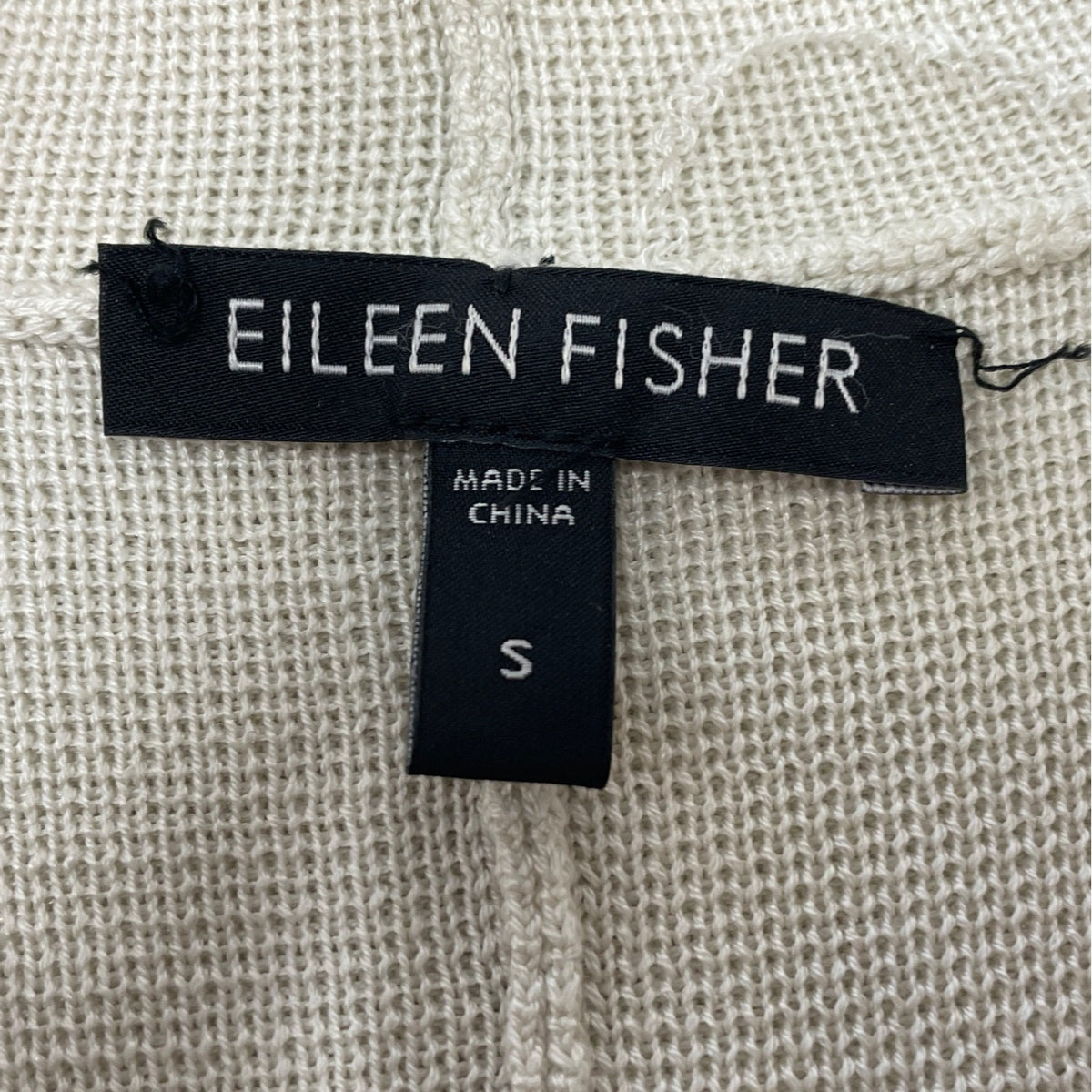 Eileen Fisher Womens Off-White Open Front Silk Blend Cardigan Jacket Sz S