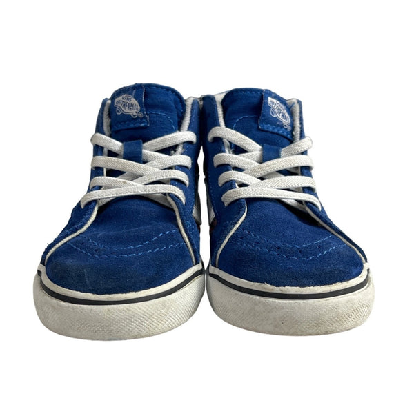 Vans Toddler Blue Checkered Ols Skull Sk8 High Top Sneakers Sz 10