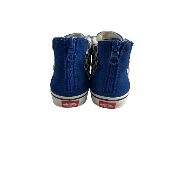 Vans Toddler Blue Checkered Ols Skull Sk8 High Top Sneakers Sz 10